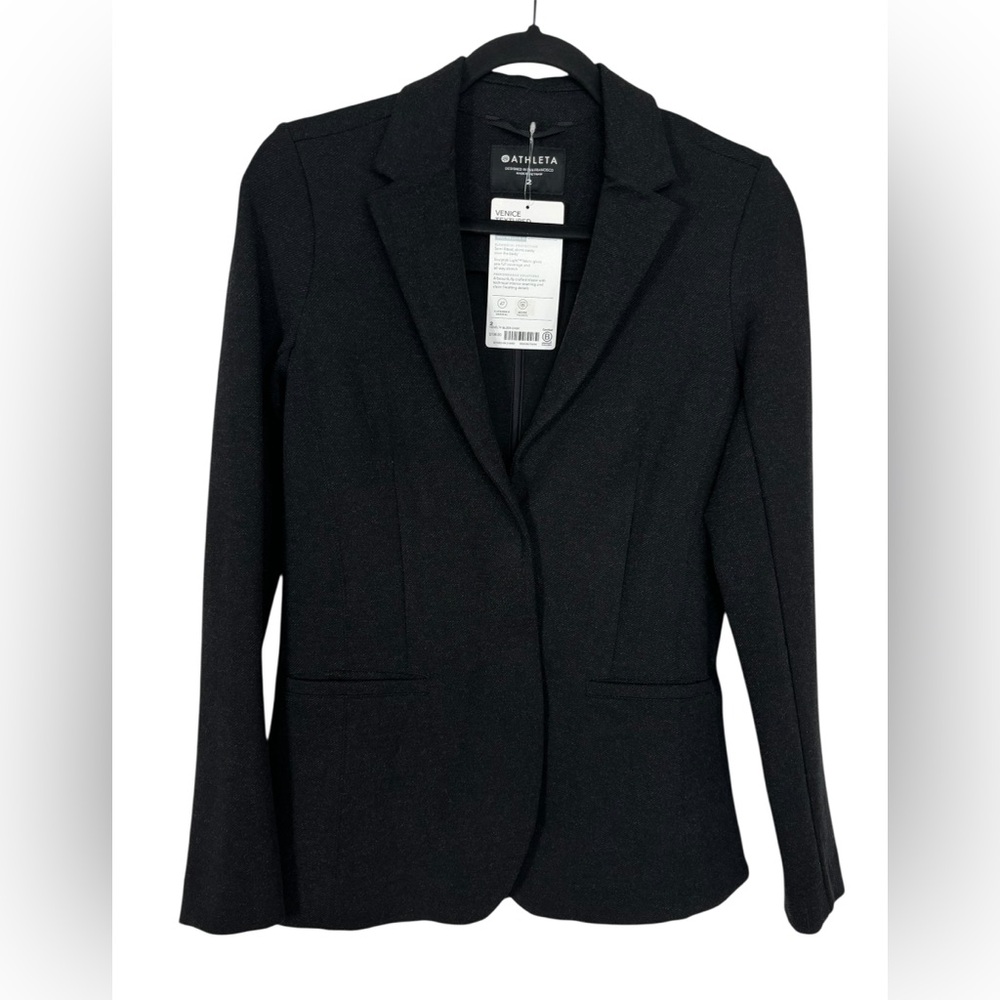 Athleta Venice Textured Blazer Dark Heathered Charcoal Careerwear NWT Sz 2